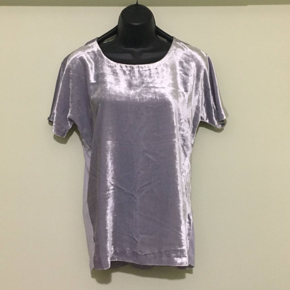 Lucky Brand Crushed Velvet Top in Gray/Silver NWT